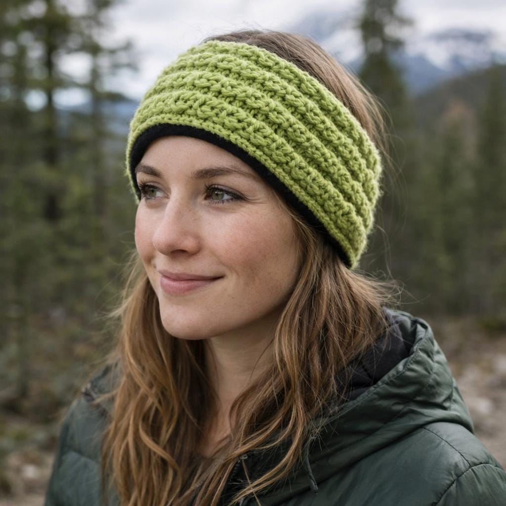 Handmade Hand Crafted Spring Braided Cable Knit Headband yellow/green Yellow Cable Knit Headband: Adjustable Braided Ear Warmer - Etsy main image 3