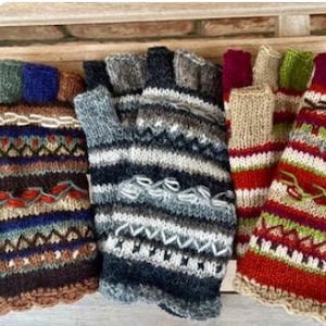 Wool Fingerless Fleece Lined Gloves
