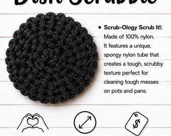 Black Dish Scrubbie Nylon Netted Larger Size