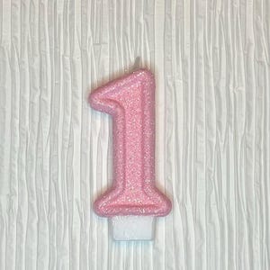 Pink Sparkly Glitter Number Birthday Candle Cake Topper Party Anniversary