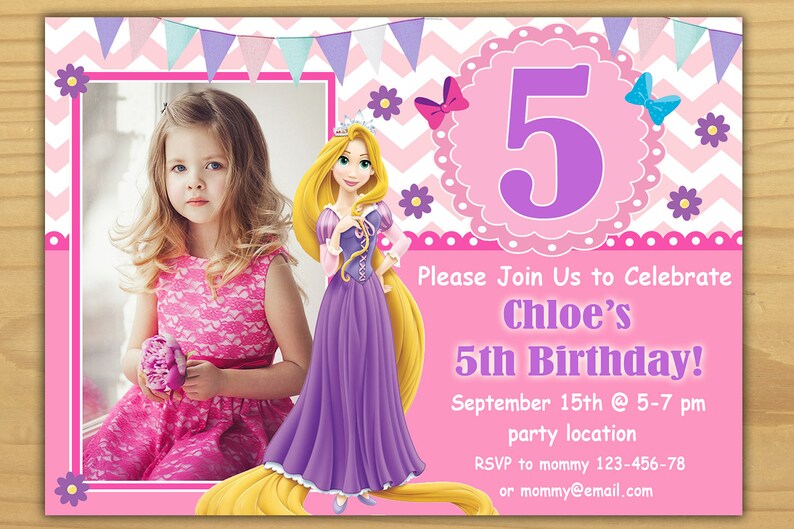 Sale Rapunzel Birthday Invitation Disney Princess Birthday Etsy
