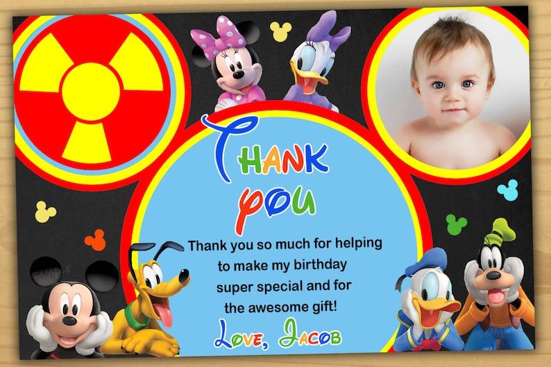 Mickey mouse thank you card mickey mouse clubhouse thank you card Digital file