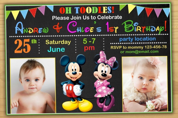 Mickey I Minnie Urodziny Zaproszenie Klub Przyjaciół Myszki Etsy