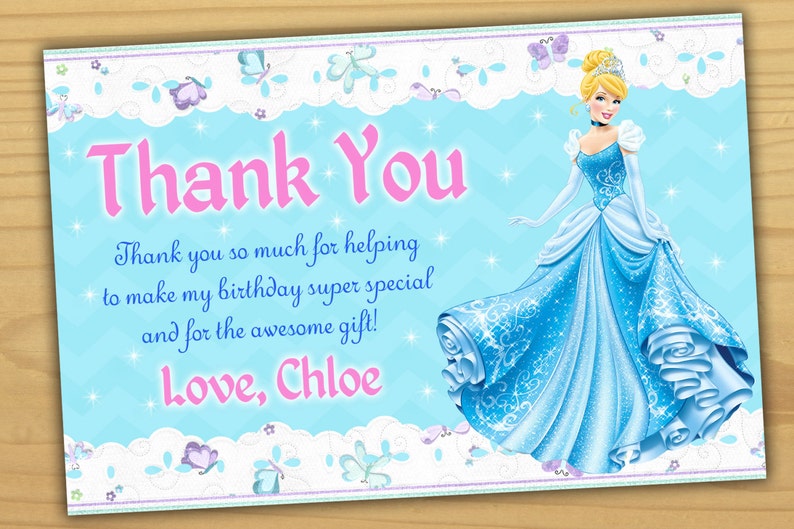 Cinderella thank you card Disney Princess thank you card princess Cinderella thank you card- Digital file Princess thank you card
