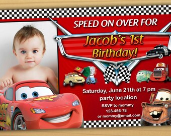 SALE Disney Cars Birthday Invitation, Disney Cars invitation, cars birthday invitation - Digital file