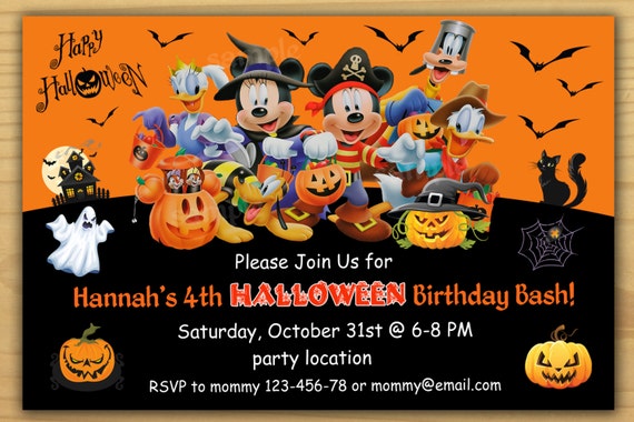 Mickey Mouse Zaproszenie Na Urodziny Halloween Mickey Mouse Etsy