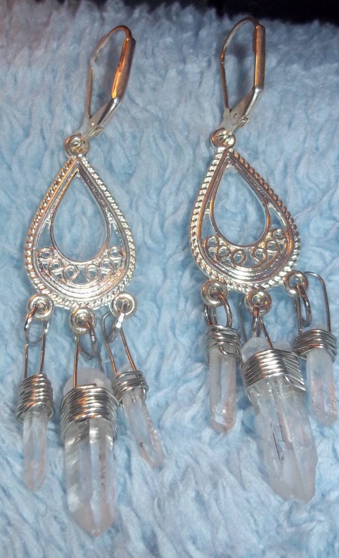 Quartz crystal chandelier earrings. Beautiful Handmade healing Etsy