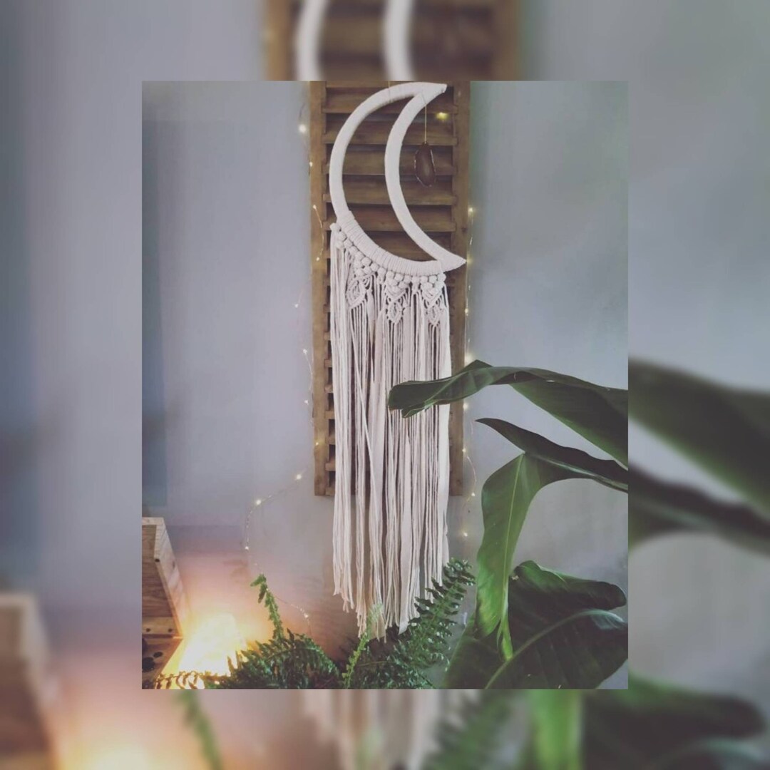 Moon Macrame Wall Hanging. Crescent Moon Decor. Moon Phase Decor
