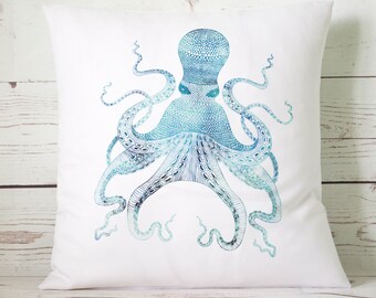 Orange Octopus Legs Cushion Pillow Octopus Pillow Cover in Cotton Duck