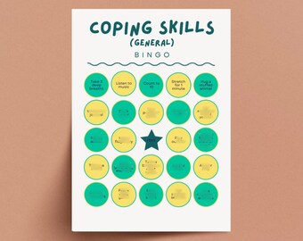 Coping Skills Bingo - 4 Printable Therapy Games for Kids and Teens