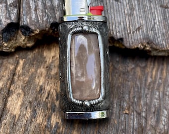 Peach Moonstone Mini Lighter Sleeve / Smoke Accessories / Festival Accessories/ Moonstone Crystal / Candle / Sage / Incense