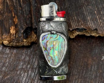 Abalone Shell Mini Lighter Sleeve / Smoke Accessories / Festival Accessories/ Abalone Crystal / Candle / Sage / Incense