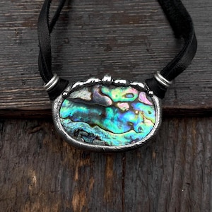 Ocean Goddess Abalone Statement Necklace with Leather / Abalone Necklace / Abalone Jewelry / Statement Jewelry / Shell Jewelry