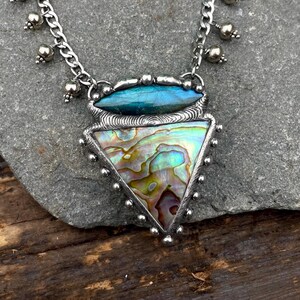 Ocean Goddess Abalone & Labradorite Pendant Necklace/ Abalone  Necklace / Abalone Jewelry / Shell Pendant / Ocean Theme /Shell Jewelry