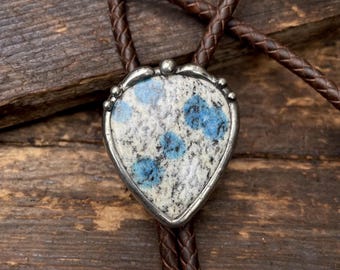 K2 Stone Bolo Tie / K2 Stone Necklace/ Leather Bolo Necklace / Adjustable Necklace  / Western Jewelry / Western Style