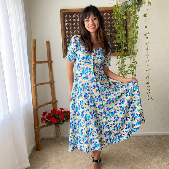 1990’s floral midi dress / 90’s maxi dress / S-M