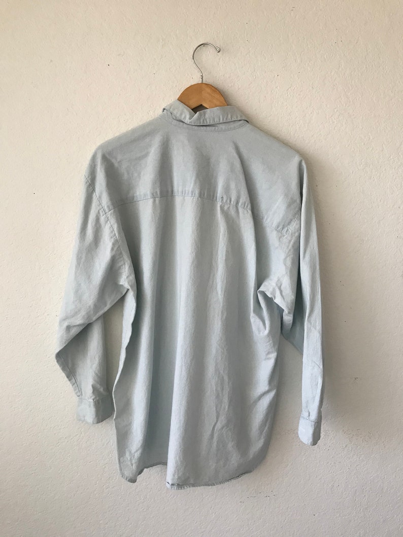 SALE~~~~90/'s blue blouse large long sleeve medium shirt oversize fit loose blouse