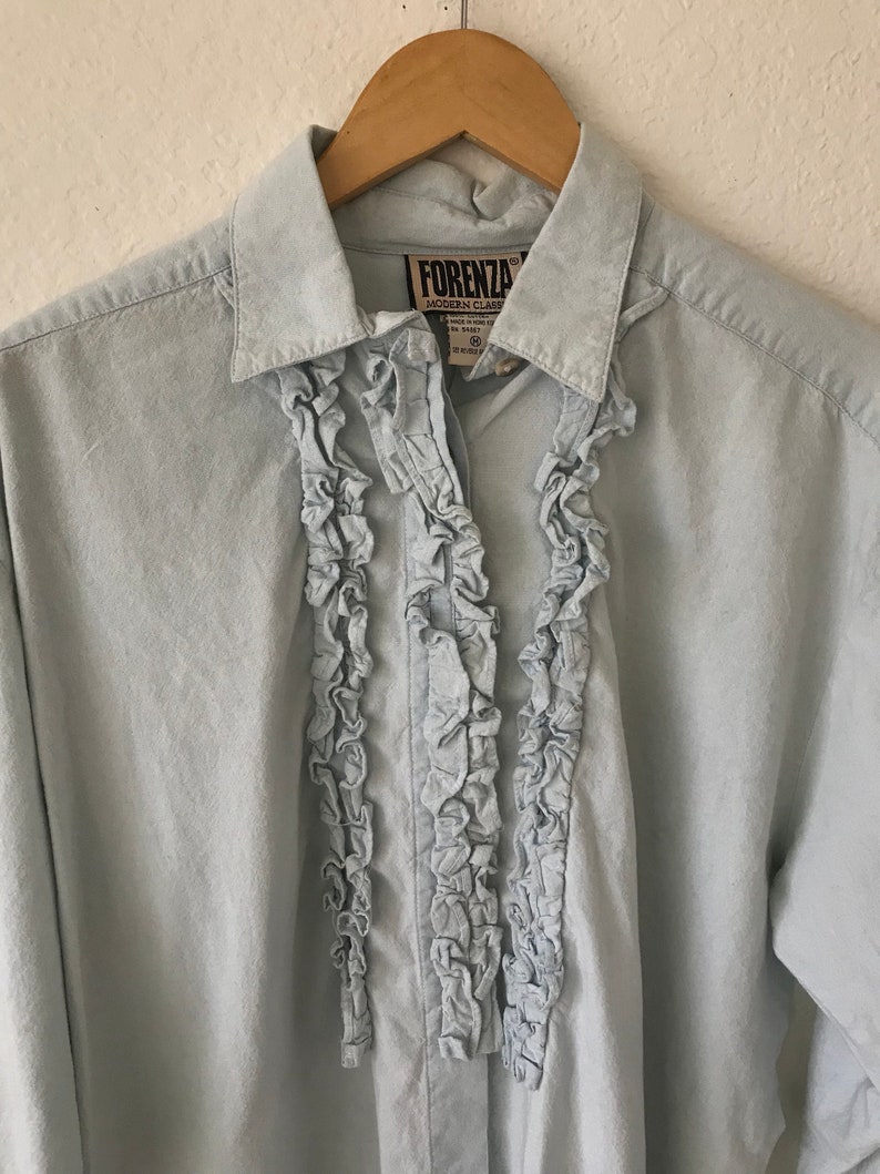 SALE~~~~90/'s blue blouse large long sleeve medium shirt oversize fit loose blouse