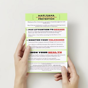 Flugblatt zur Vermeidung von Marihuana-Überintoxikationen | Michail Greene CRA Einhaltung Aid | Digitaler Download