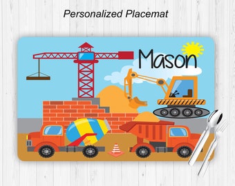 Kids Placemat, Personalized Placemat, Construction Placemat, Gift for Boy, Custom, Construction, Place Mat, Name, Kid Gift, Boy Gift, Easter