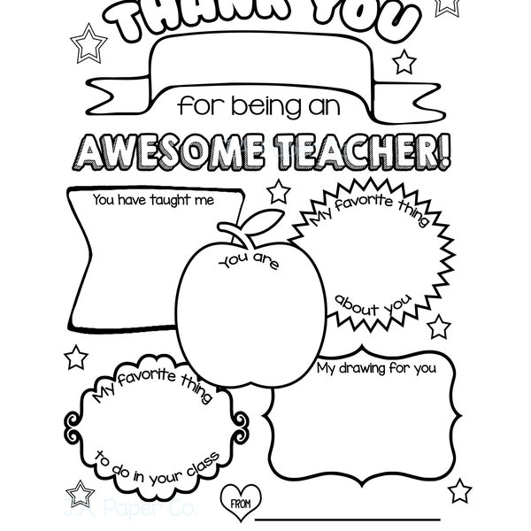 Teacher Appreciation Gift, Teacher Gift, Gift for Teacher, End of Year Gift, Teacher Appreciation, Printable, Coloring Sheet, Cheap Gift