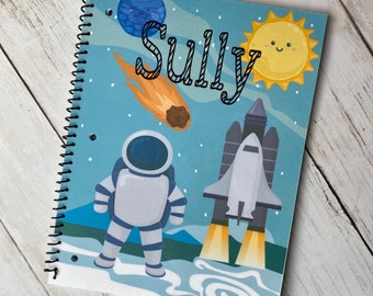 Astronaut Notebook, Personalized Notebook, Spiral Notebook, Custom Journal, Custom Notebook, Kid Notebook, Student, School Supplies, Space