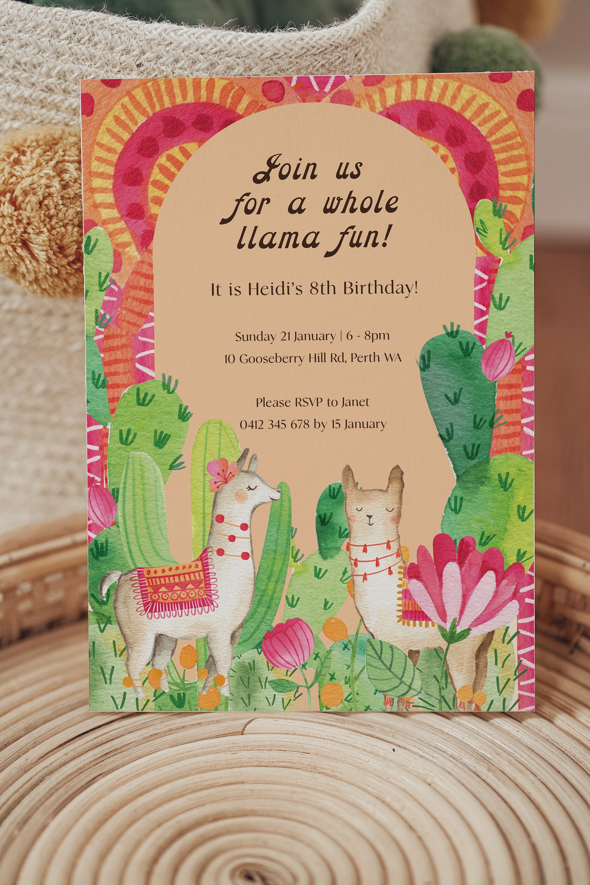 Printable Llama Invitation, Digital Invitation, Fiesta, Llama ...