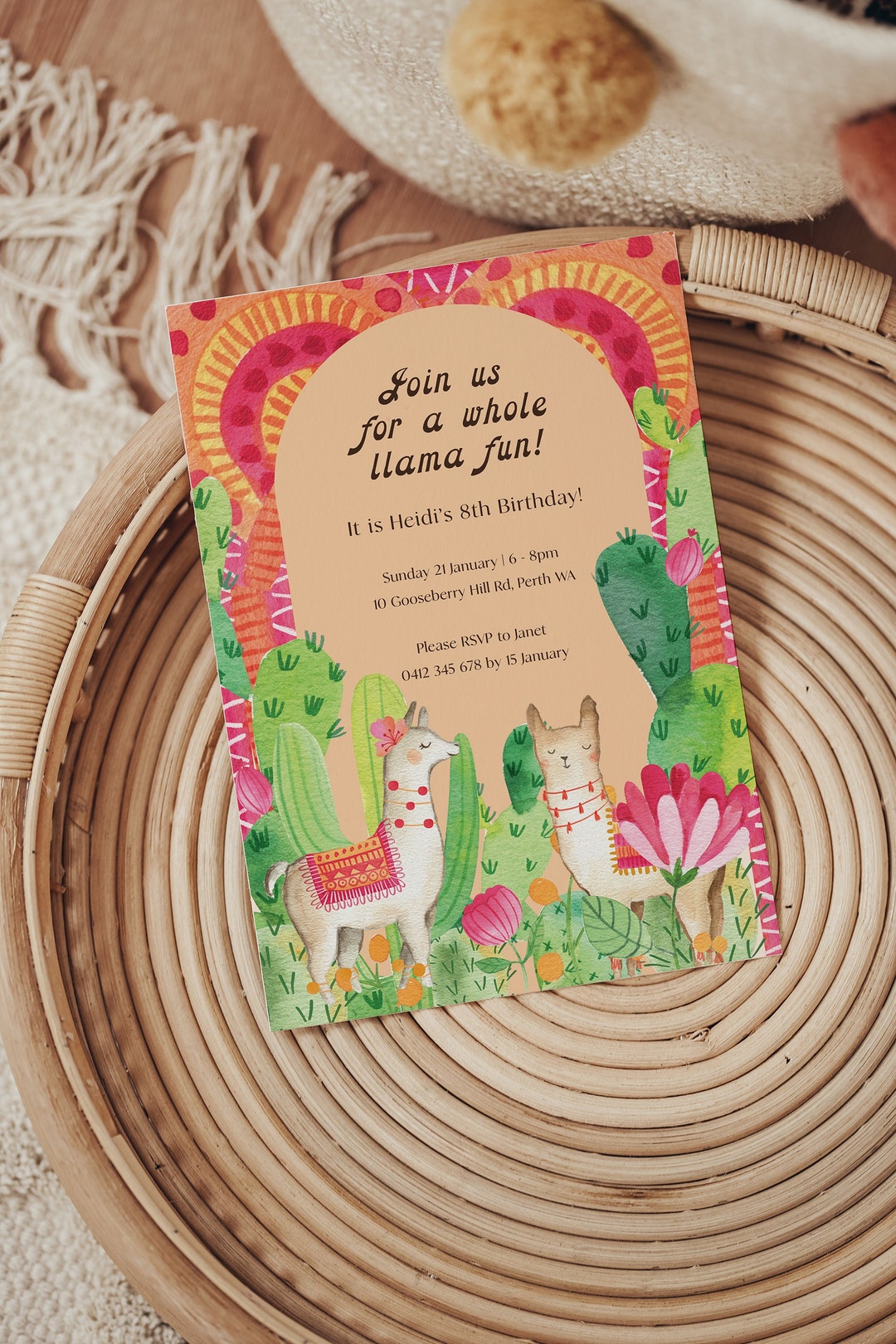 Printable Llama Invitation, Digital Invitation, Fiesta, Llama ...