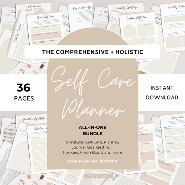 Self-Care Planner Printable Gratitude Journal Wellness Habits Tracker Breakup Care Package Self Care Package