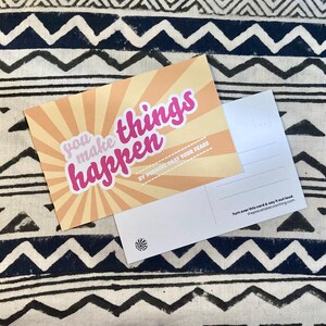 Cartes postales avec affirmation - Faites bouger les choses - Elle croyait - Vous le valez bien - Ici, je suis en sécurité et en bonne santé