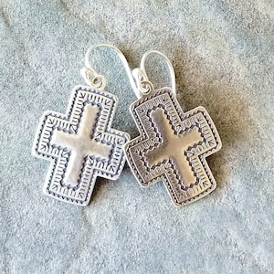 Sterling Stamped Western Cross Earrings, Santa Fe Crosses, Western Crosses, Southwest Earrings, Small Sterling SW Earrings, Petite Earrings