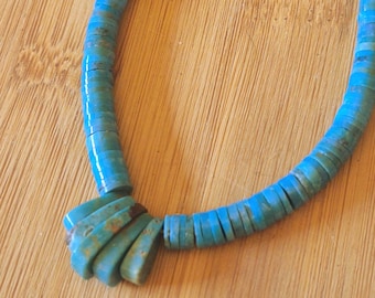 Turquoise Heishi Jacla Necklace, Natural Blue Turquoise, Jacla Set, Southwest, Western Jewelry, Corn Beads, 6mm Blue Heishi, Sterling Silver