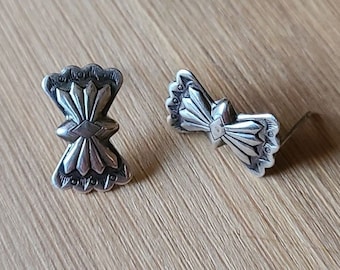 Tiny Sterling Butterfly Concho Earrings, Small Concho Earrings, Sterling Posts, Southwest Earrings, Stamped Earrings, Western, Cowgirl Style