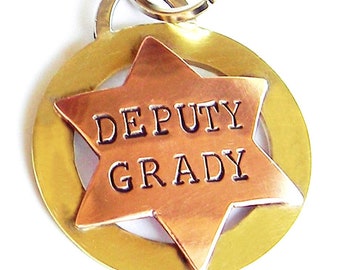 XL Sheriff Star Dog Tag, 1.5" Deputy Badge, Western Dog ID Tag, Large Pet Tags, Deputy Badge Pet Tag, Personalized Tags for Dogs, SW Dog Tag