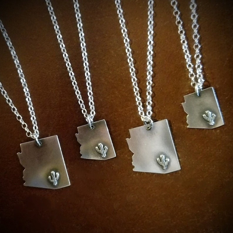 Sterling Arizona Necklace Tucson AZ Pendant & Chain Silver Etsy