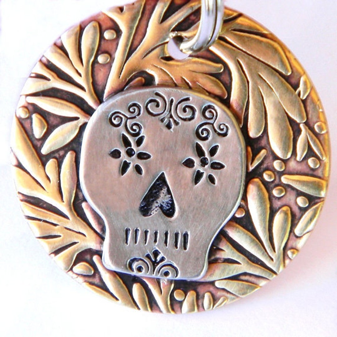 Sugar Skull Dog Tag Dog ID Tag Collar Tag Charms Tags for Etsy