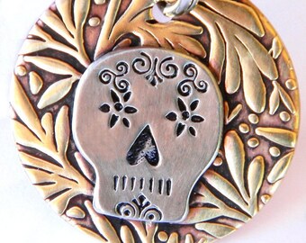 Sugar Skull Dog Tag, Dog ID Tag, Collar Tag, Charms, Tags for Dogs, Dia Day Los Muertos Pet Tag, Day of the Dead Dog Tag, Sugar Skull ID Tag