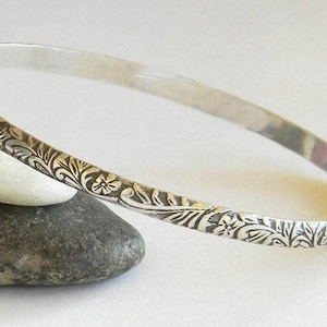 Solid Sterling Floral Bangle, Silver Bangles, Ornate Floral Bangles, Stacking Bangle, Vintage Look Silver Bangle, Sterling Silver Bracelets