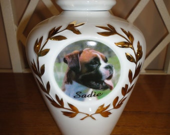 Pet Urn, Pet Memorial, 24K Gold Design, Cremation urn, Personalized Pet Urn, Photo Urn, Cat Urn, Dog Urn, Pet ashes, Pet cremation