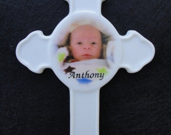 Baby's 1st Ornament, Christening gift, Christmas gift, pet memorial, Sympathy gift, Cross ornament