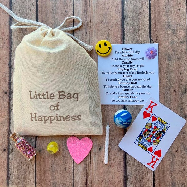 Little Bag of Happiness, Cheer up, Smile, Friendship gift, Lift Spirits, Uplifting, Personalized