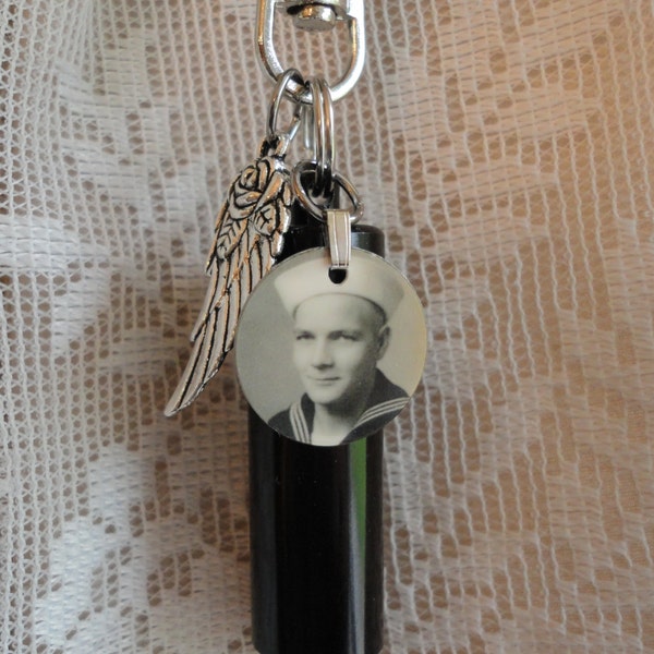 Cremation Urn, ANGEL WING Memorial Jewelry, Add-a-Photo, Purse clip, Necklace, & Keychain