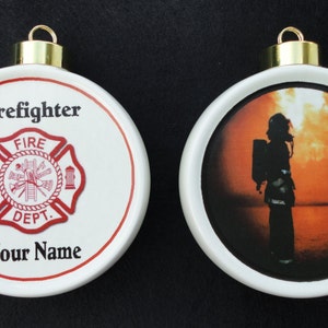 Custom FIREFIGHTER Ornament *Personalized* Christmas, Holiday, Paramedic, EMT, EMS, Memorial, Pet
