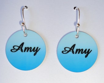 Personalized NAME EARRINGS with YOUR Name or Photo - Custom Charm Earrings - Fun!!!