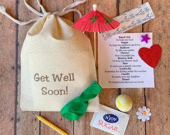 Get Well Gift, Get Well Soon, Cheer up, Get Well Wishes, Illness, Recovery, Sickness, Cancer,  Personalized, Little bag