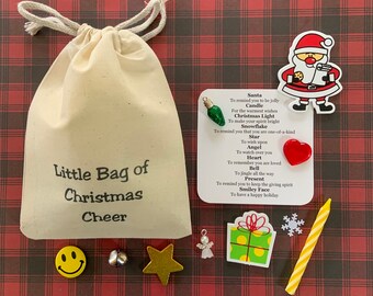 Little Bag of Christmas Cheer, Christmas Bag, Stocking Stuffer, Secret Santa Gift, Gift for teacher, Gift for friend, Merry Little Christmas