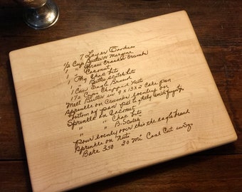 HANDWRITTEN RECIPE Cutting Board Engraved with your treasured family recipe