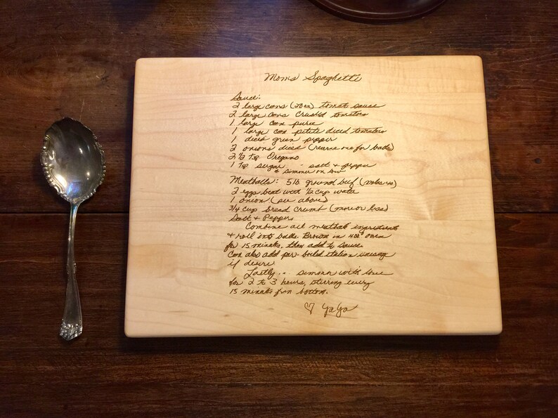 MOTHERS HANDWRITTEN RECIPE Engraved Cutting Board Etsy