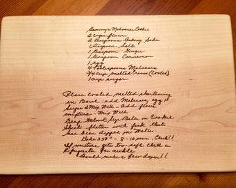 GRANDMOTHERS HANDWRITTEN Recipe Cutting Board  Engraved