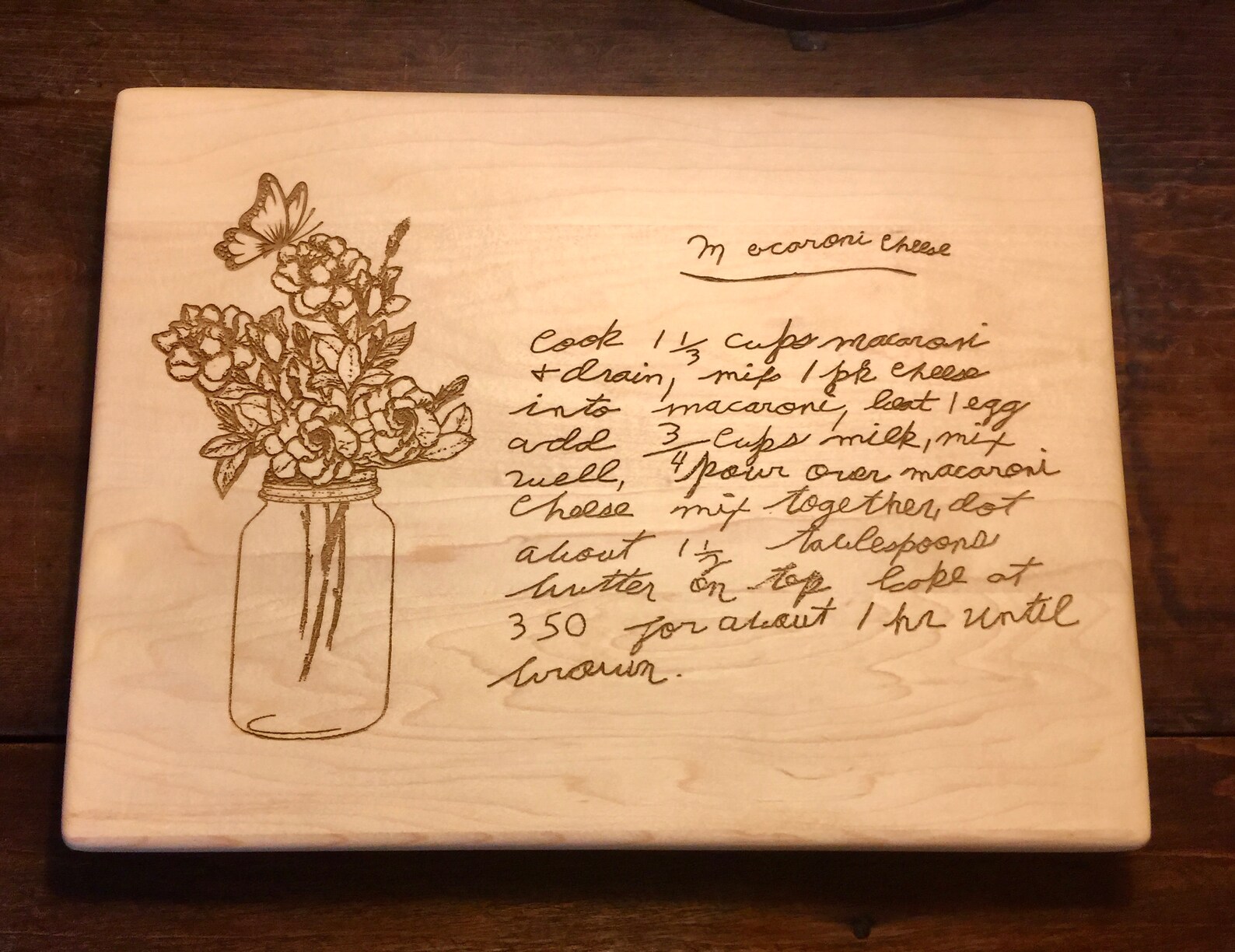 MOTHERS HANDWRITTEN RECIPE Engraved Cutting Board Recipe Etsy